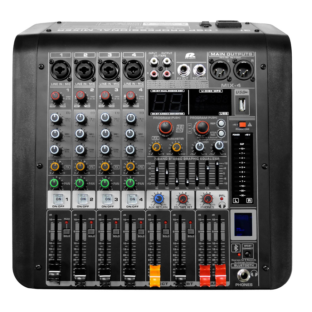 Consola Mezcladora Pa Pro Audio MIX-4 4CH / USB / Bluetooth: imagen 1