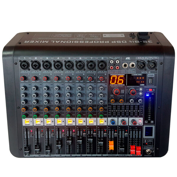 Consola Mezcladora Pa Pro Audio MIX-8 8CH / USB / Bluetooth
