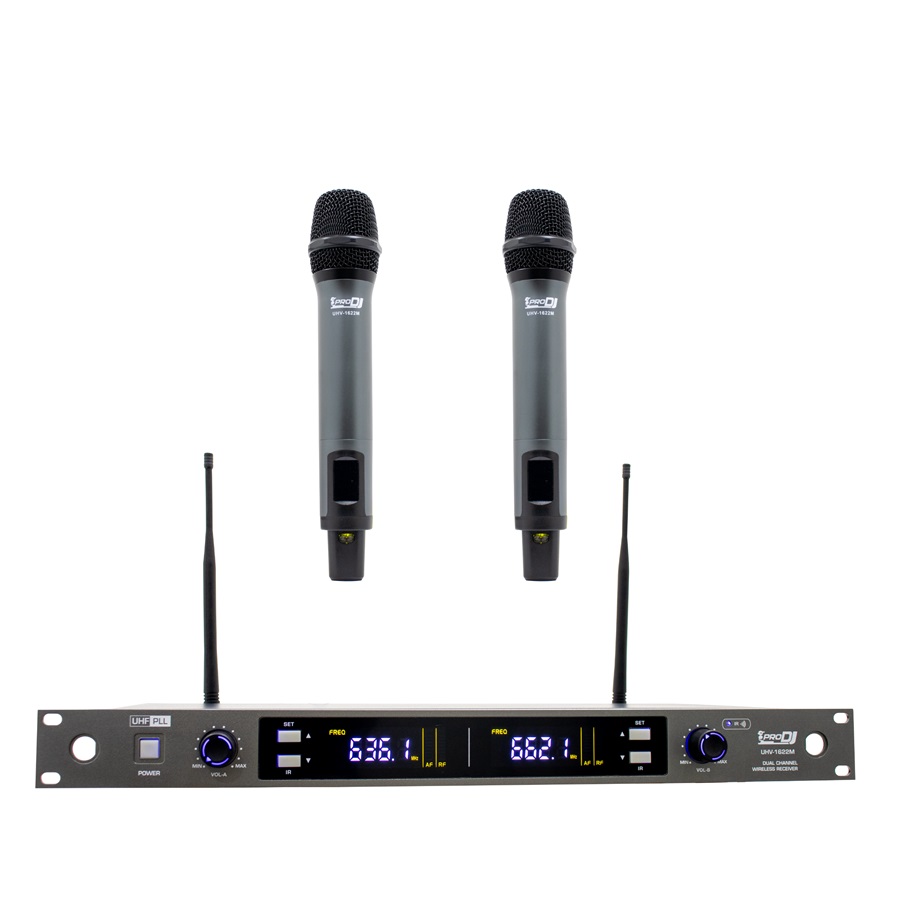 MICROFONO DOBLE DE MANO UHV-1622M PRO DJ: imagen 1